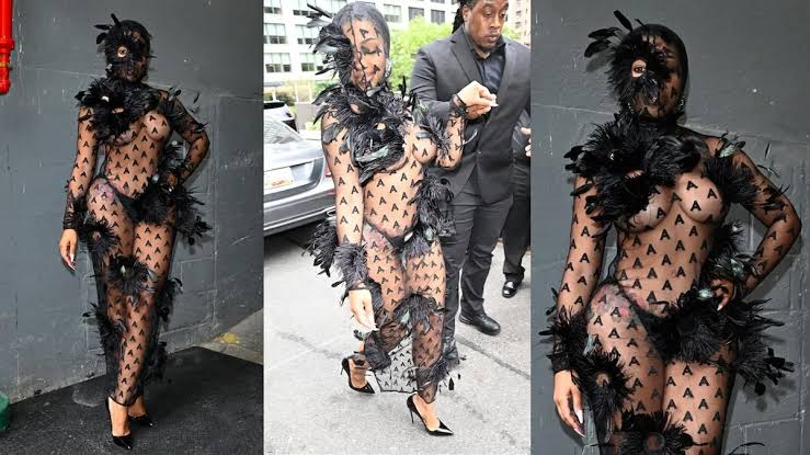 Exclusive: Yung Miami Stuns in Elegant, Breathtaking and dazzling Feathery Dress After Stealing the Spotlight with Daring Fashion Week Moment.