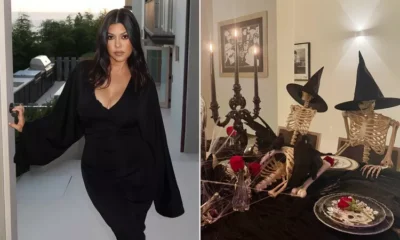 Kourtney Kardashian Shows Off Halloween Dining Room Decor Including Life-Sized Skeletons, Skull Heads and More!